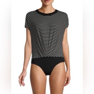 RTA Nera Striped Bodysuit XXS Oversized Cotton Modal Made in USA NWT